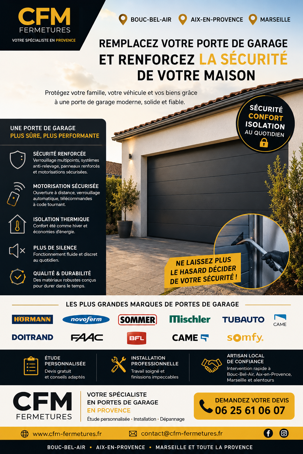 Pourquoi remplacer votre porte de garage pour renforcer la sécurité de votre maison à Aix-en-Provence, Bouc-Bel-Air et Marseille ?